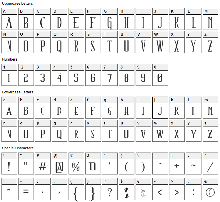 Schindlers Font Font Character Map