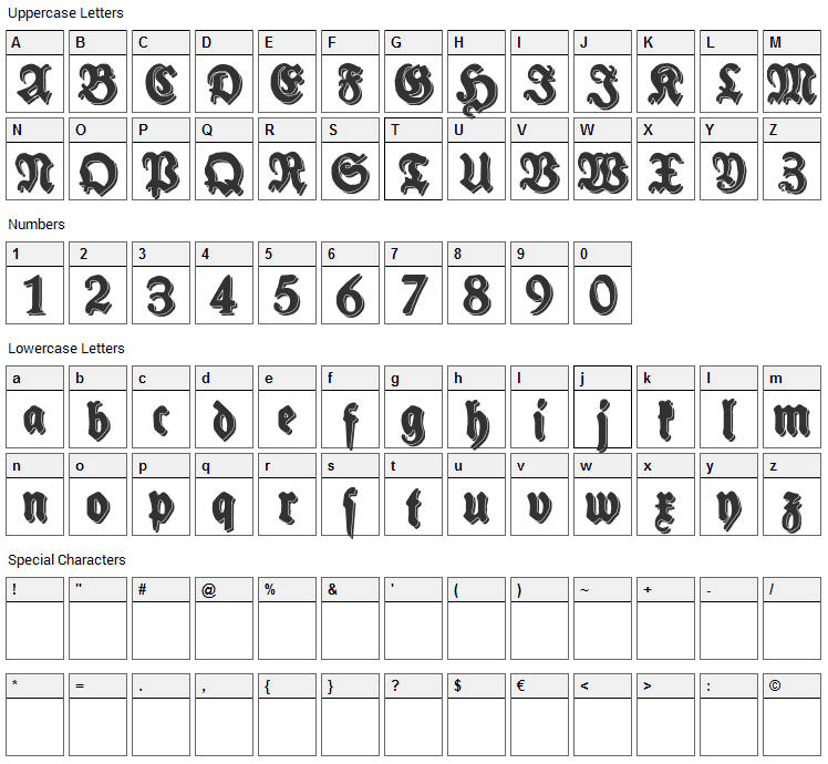 Schneidler Halb Fette Font Character Map