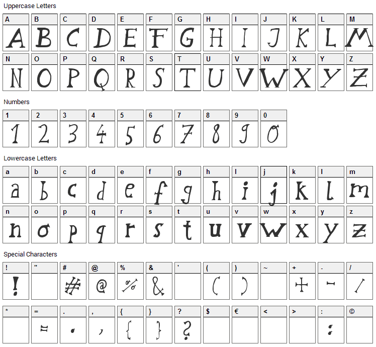 Schwabstrasse Font Character Map