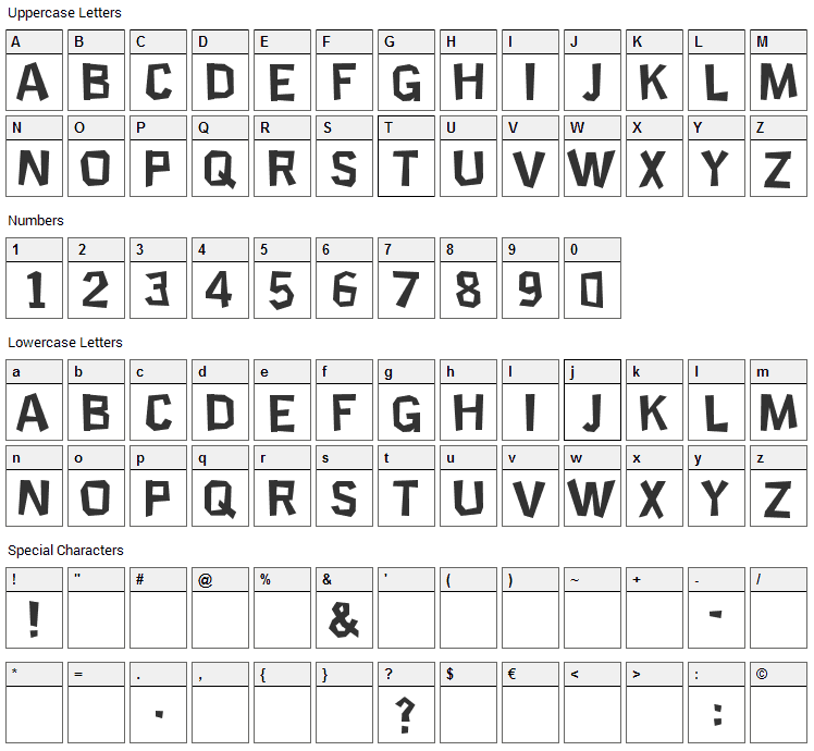 Science Project Font Character Map