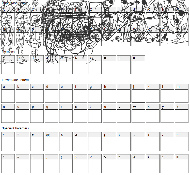 Scoobats Font Character Map