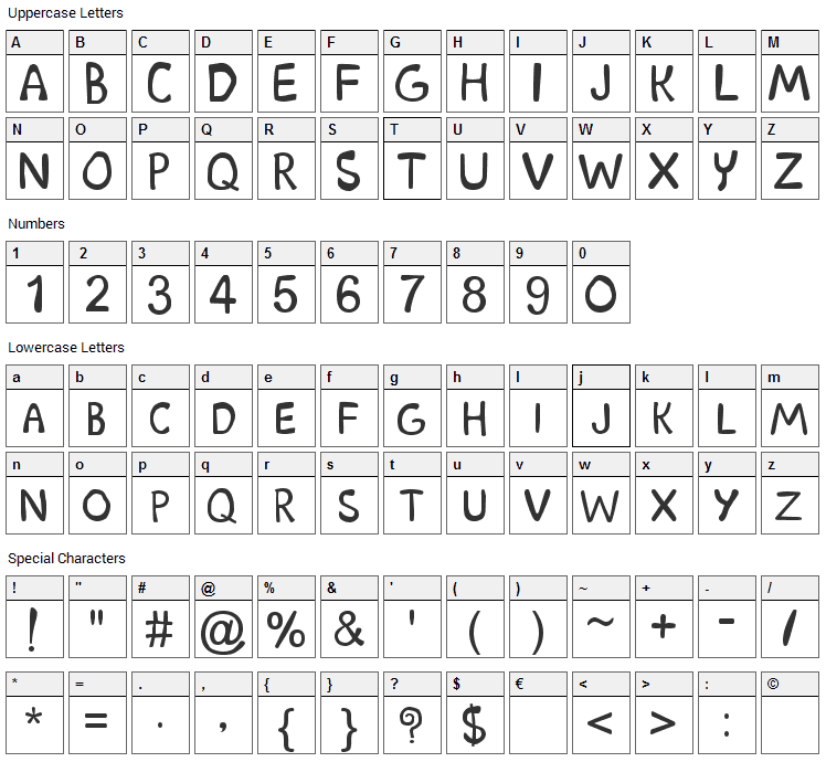 Scooby Doo Font Character Map