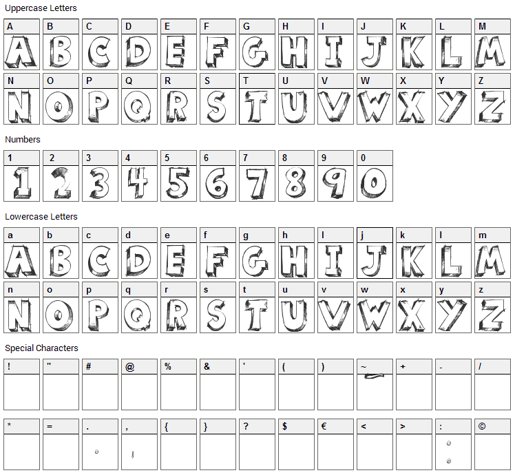 Scoolar Font Character Map