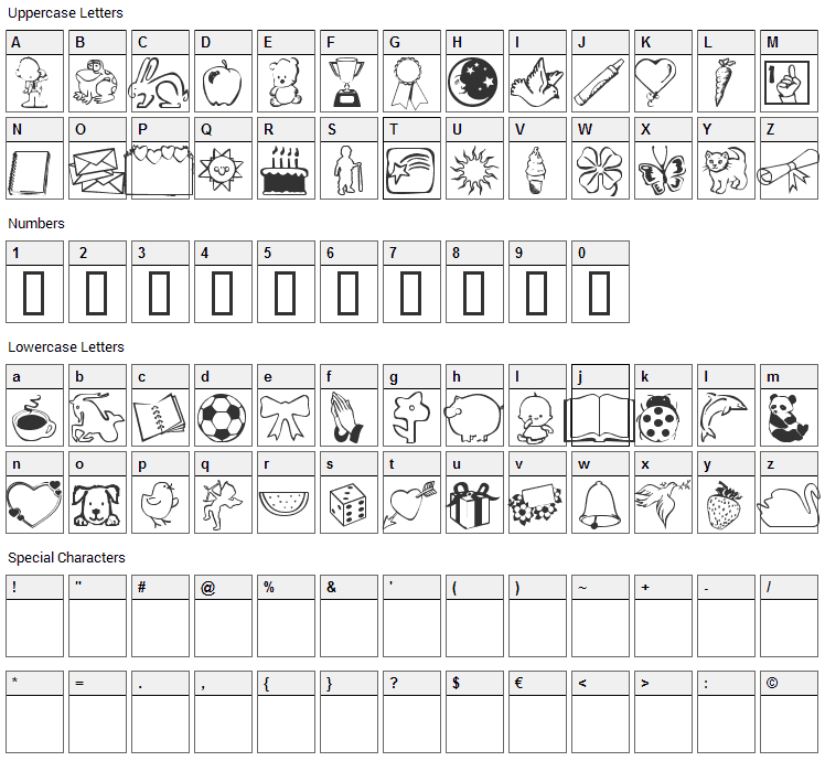 ScrapiCons Font Character Map