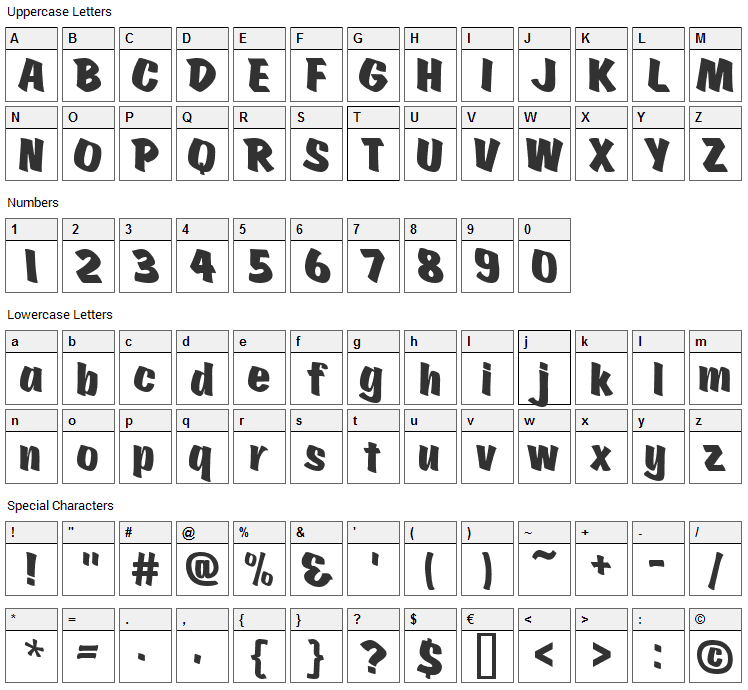 Scratch Font Character Map