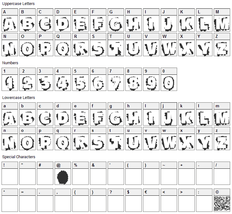 Scratch To Reveal Font Character Map