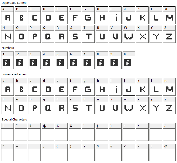 Scrept Font Character Map