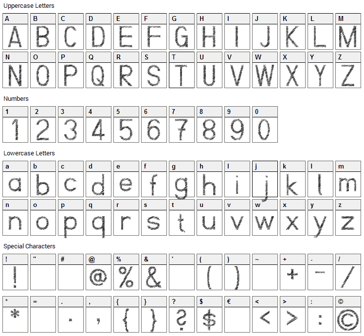 ScrFIBbLE Font Character Map