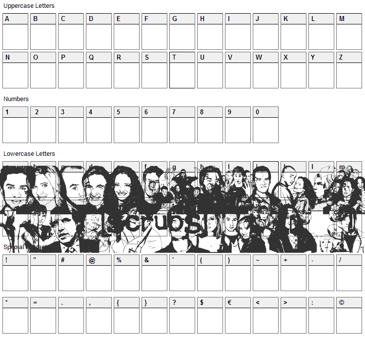 Scrubbed Font Character Map