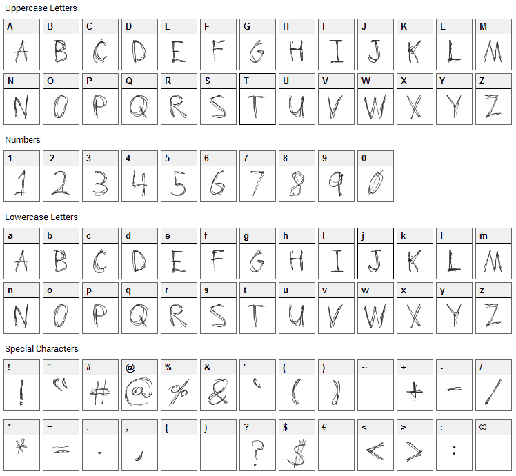 Scrum Bucket Font Character Map