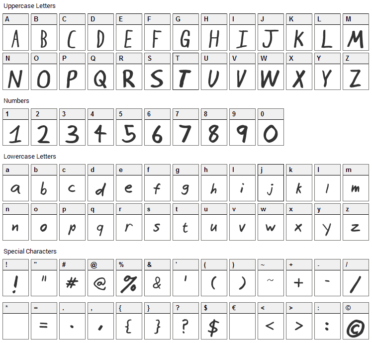 Seattle Avenue Font Character Map