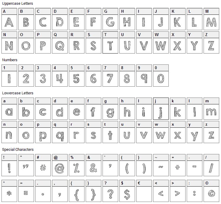 Second Chances Font Character Map