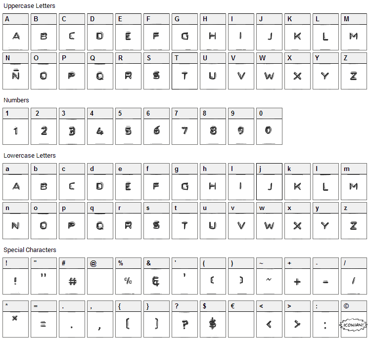 Secret Files Font Character Map