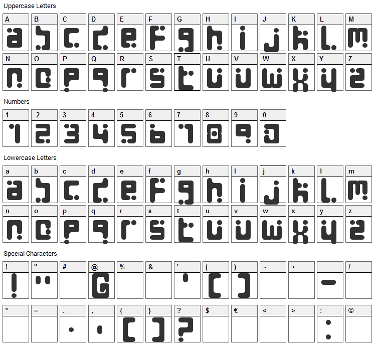 Seeds Font Character Map