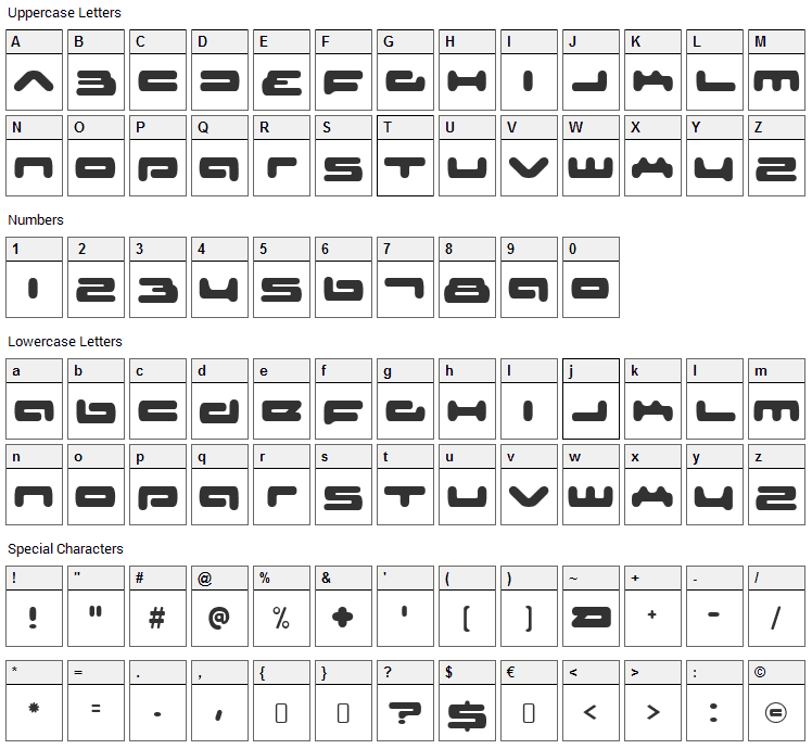 Senior Service Font Character Map