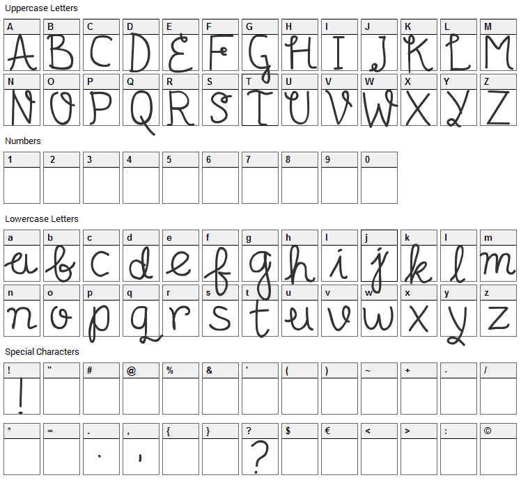 Senyum Font Character Map