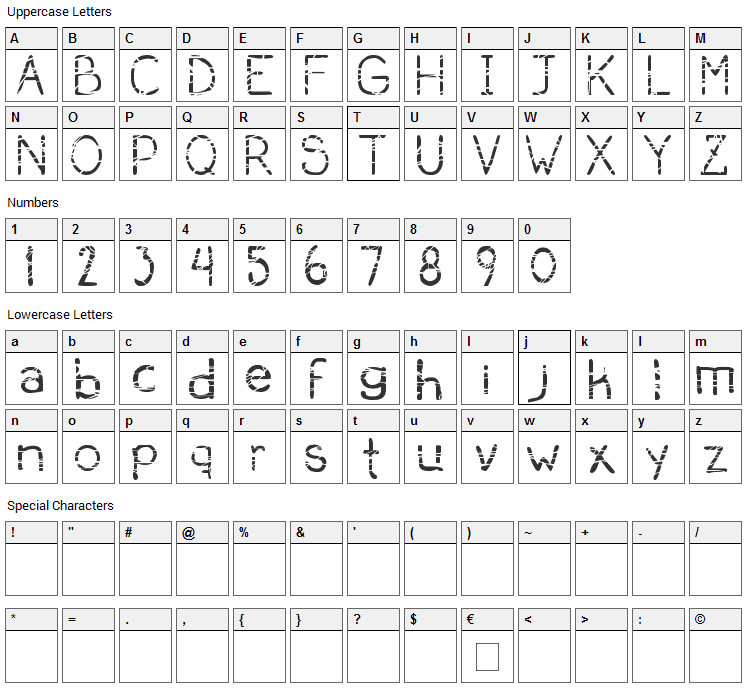 Serial Killer Font Character Map