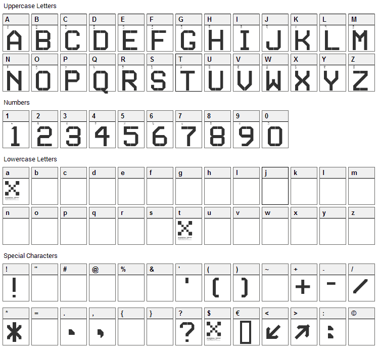 Series Font Character Map