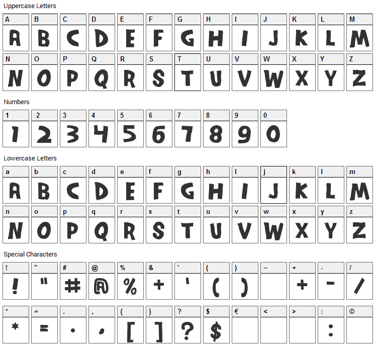 Series Orbit Font Character Map