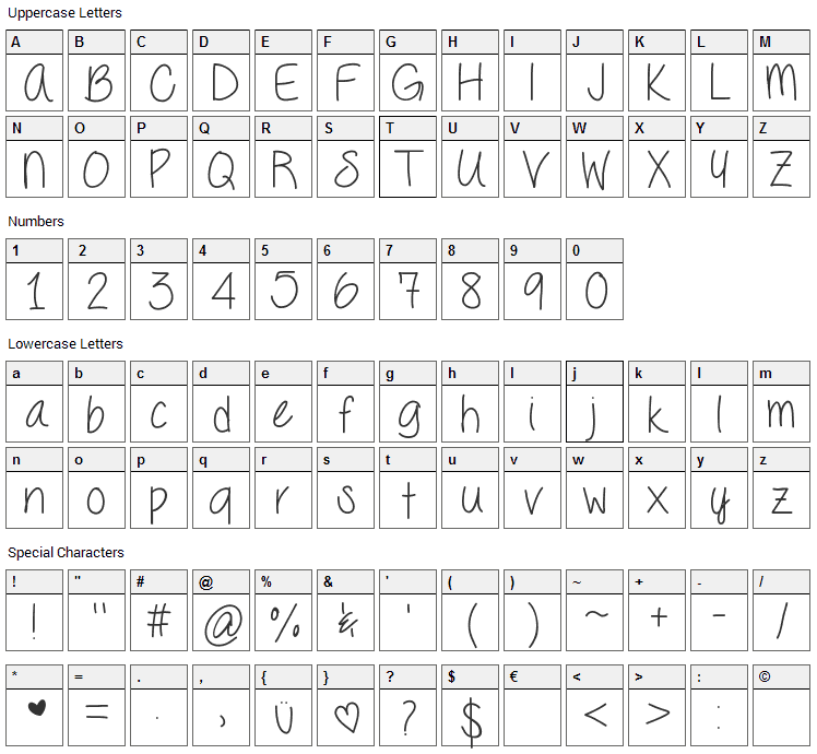 Seriously Font Character Map