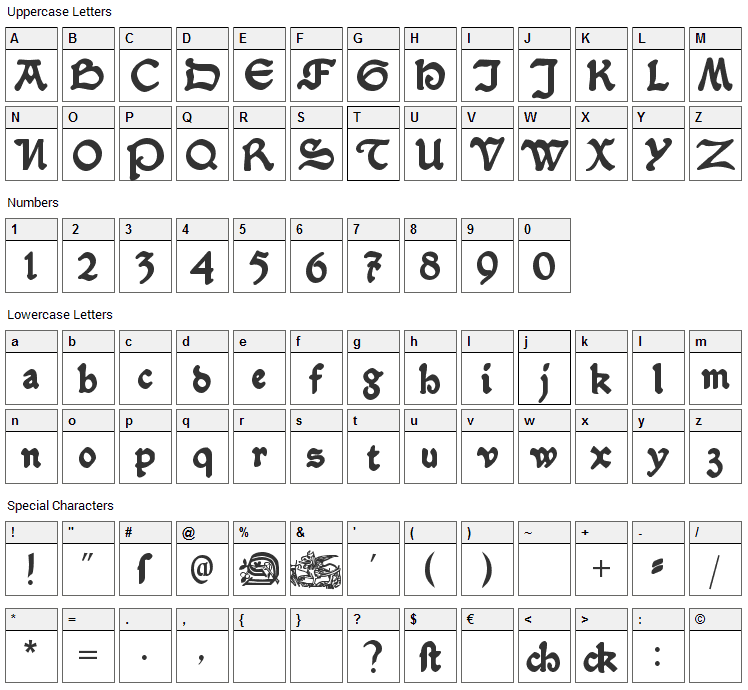 Serpentis Black Font Character Map