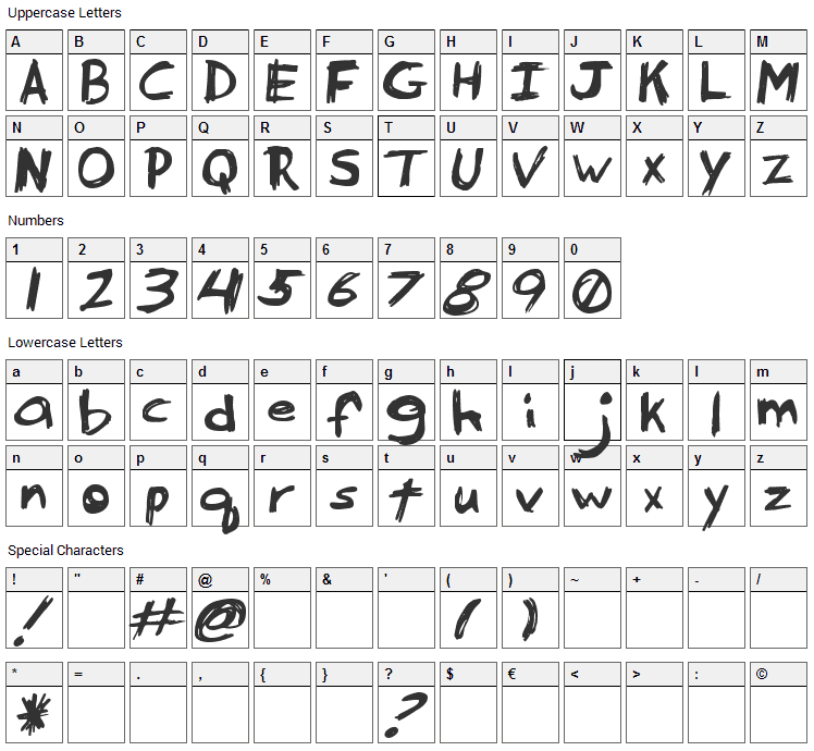 Serpico Font Character Map