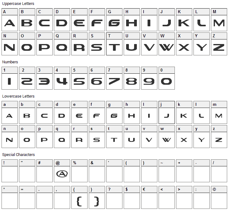 Sevil alias Esra lite Font Character Map