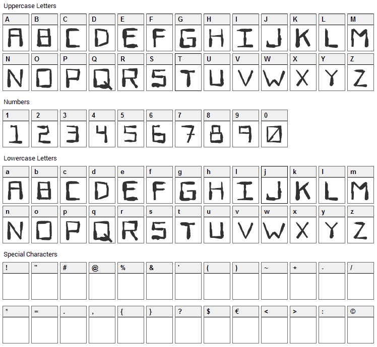 Sewer Rat Font Character Map