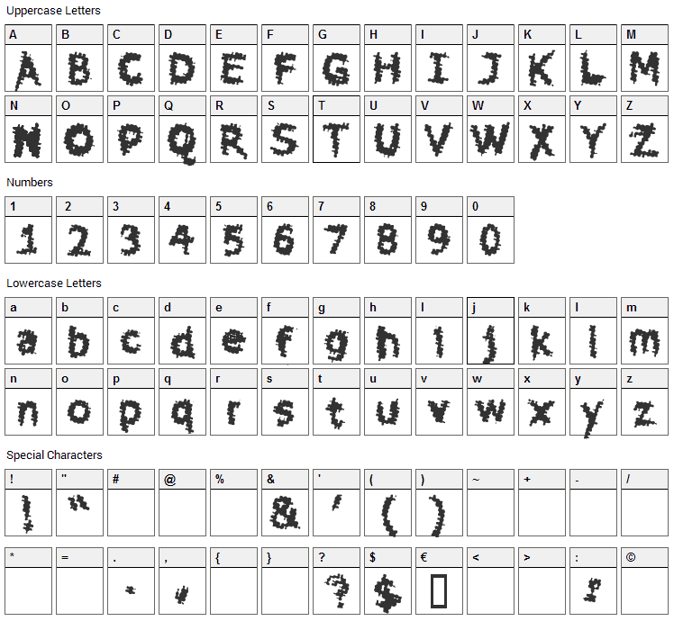 Sewer Sys Font Character Map