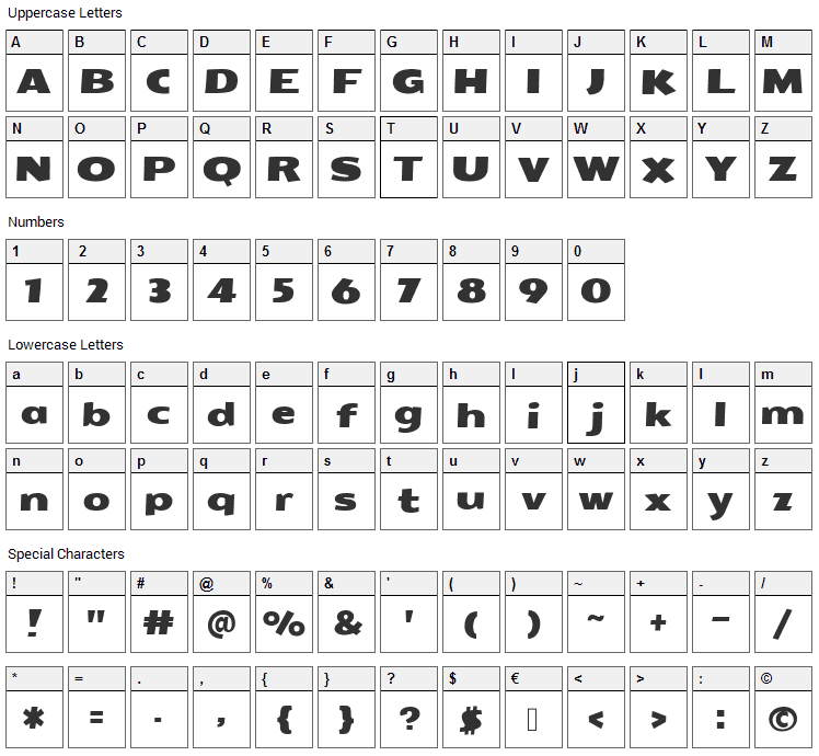 Seymour One Font Character Map