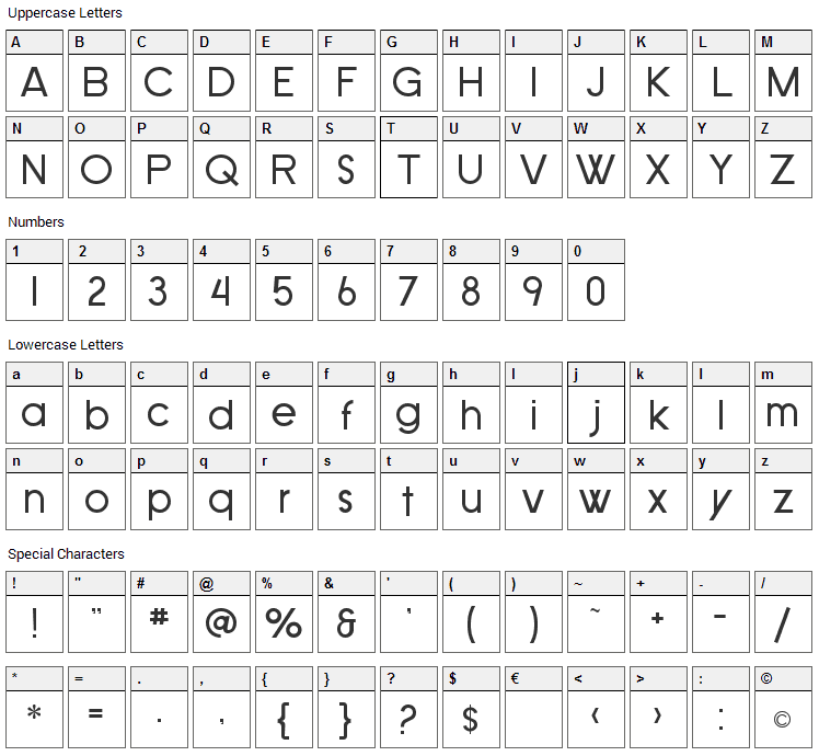 SF Old Republic Font Character Map