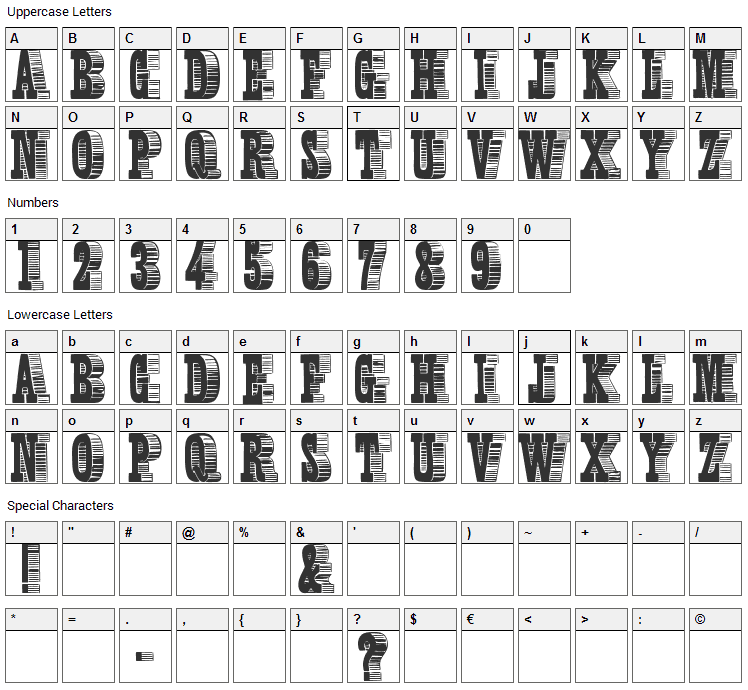 Shady Characters Font Character Map