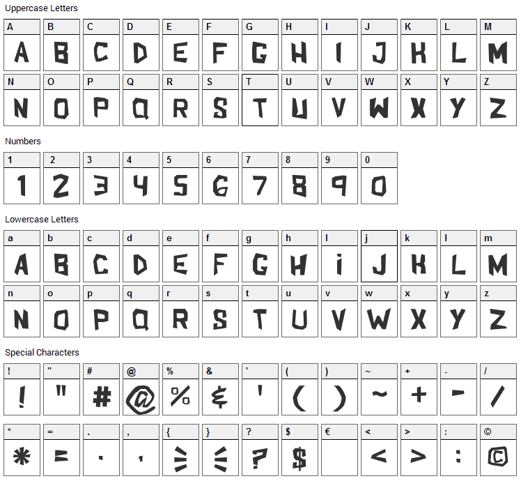 Shake And Bake Font Character Map