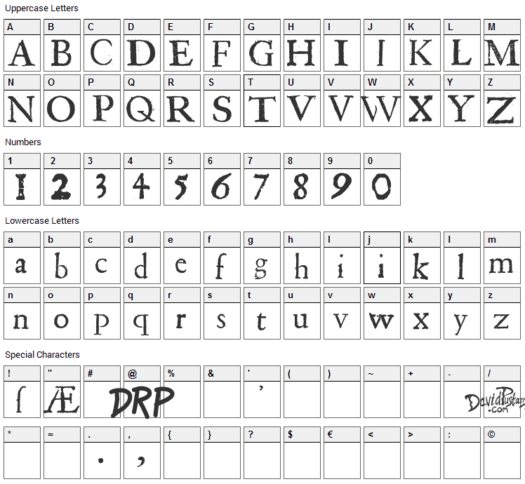 Shakespeare First Folio Font Character Map