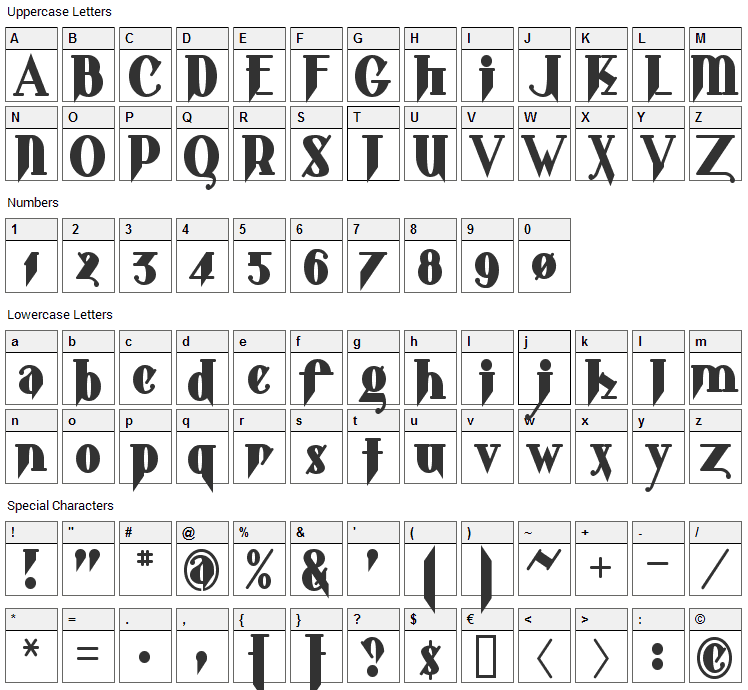 Shark Font Character Map