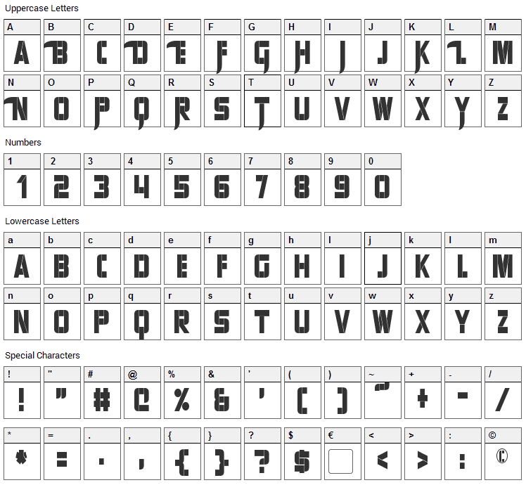 Sharp Avienne Font Character Map