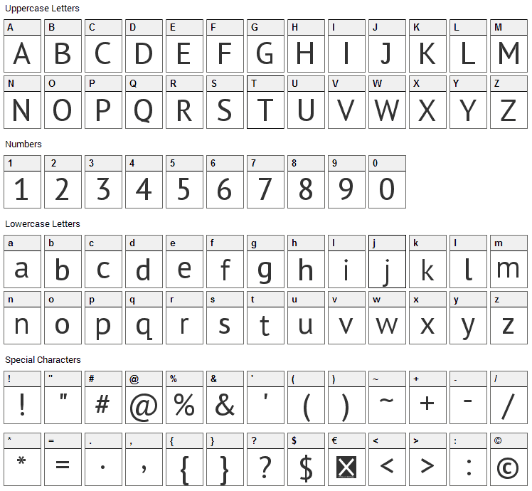 Sheep Sans Font Character Map