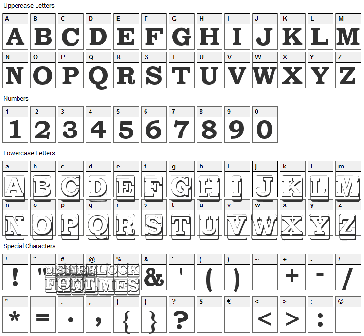 Sherlock Holmes Font Character Map