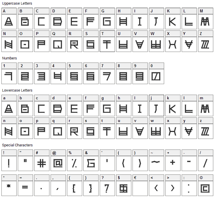 Sheru Pro Font Character Map