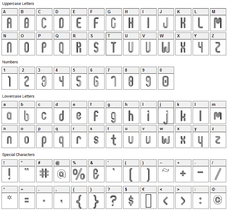 Shine On Font Character Map