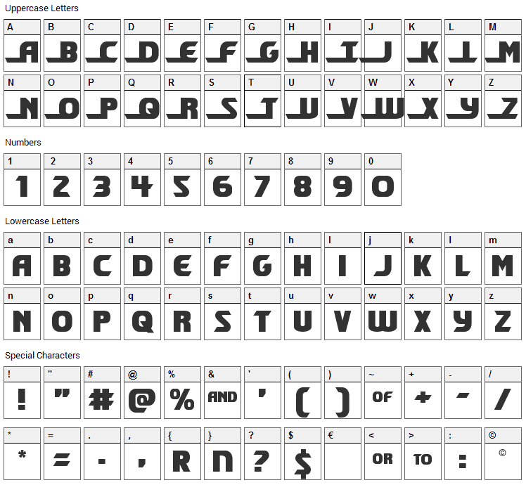 Shining Herald Font Character Map