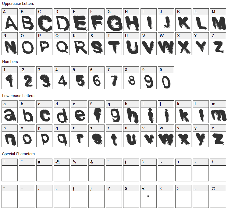 Shodo Font Character Map
