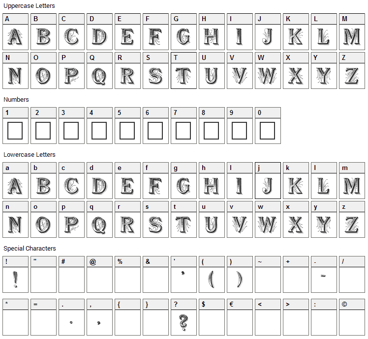 Show Boat Font Character Map