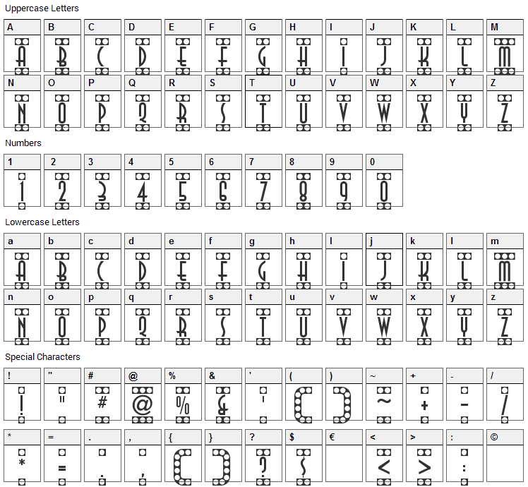 Showtime Font Character Map