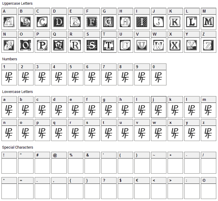 Shrewsbury Font Character Map