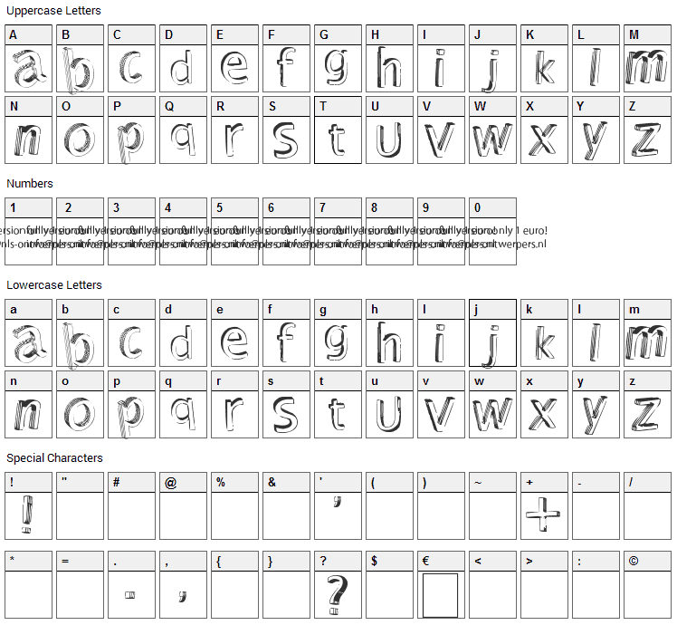 Shutdown! Font Character Map