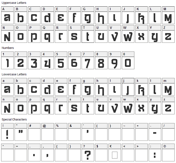 Siamese Katsong Font Character Map