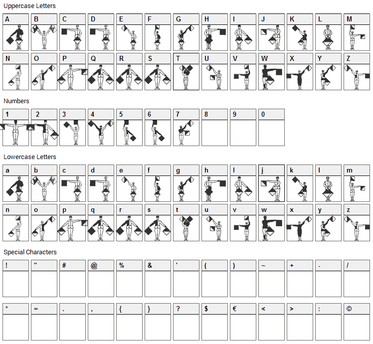SignFlags Font Character Map
