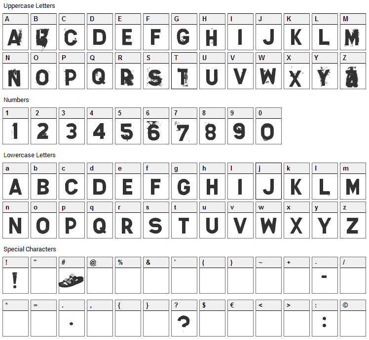 Silver Sideshow Font Character Map