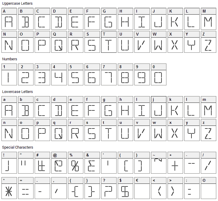 Silverball Oblique Font Character Map